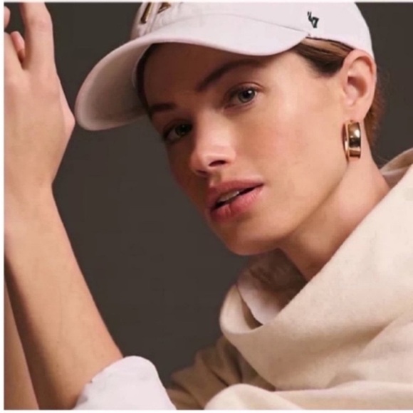 New! Cannes Gold Wide Hoop Earrings (1051) NWOT - Picture 2 of 5